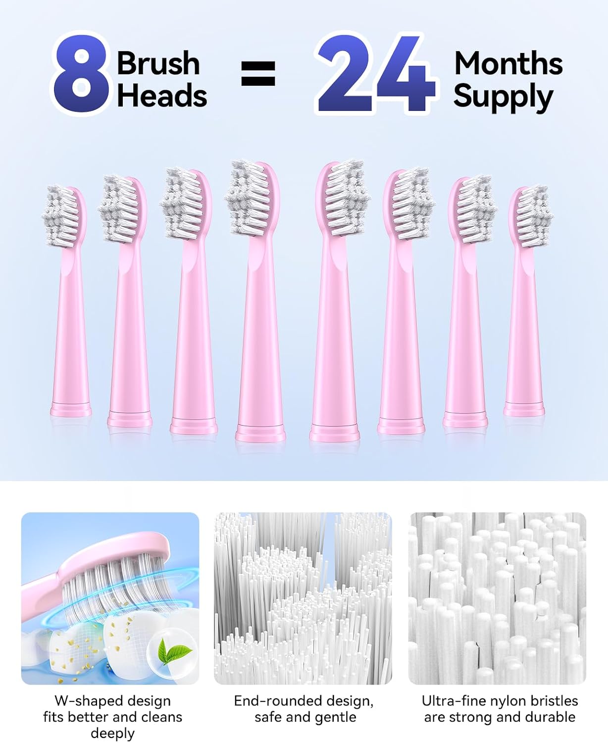 Sonic Electric Toothbrush for Adults and Kids: 5 Modes for Sensitive Teeth & Braces - with 8 Brush Heads,