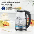 Glass 2L, 1500W Fast Boiling Hot Water Boiler with Auto Shut-Off, LED Light, BPA-Free, Borosilicate Glass, Stainless Steel Interior, Wide Opening, Display Refrigerator with Door