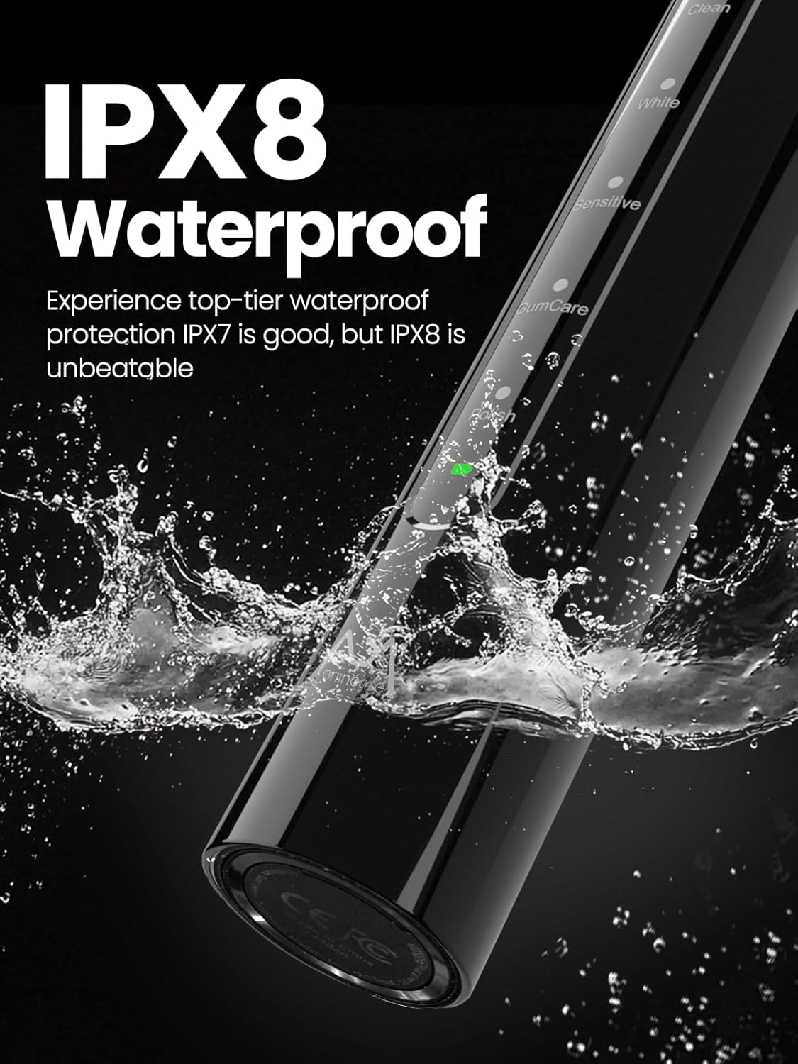 Electric Toothbrush for Adults, 180 Days Battery Life Rechargeable Sonic Toothbrush with 4 Brush Heads Smart Timer, 55000VPM for Deep Cleaning & Whitening with 5 Modes, Travel Case, Black