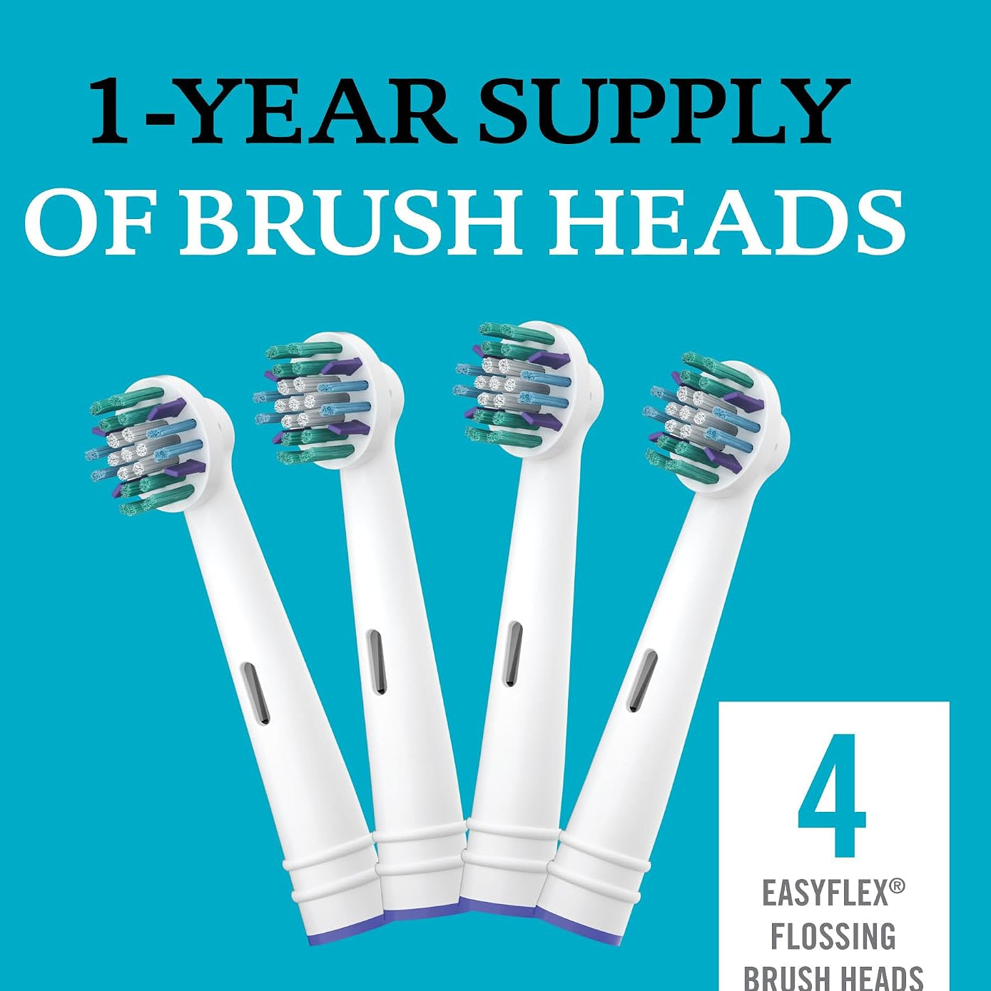 Rechargeable Toothbrush + Brush Heads, 1 Handle, 1 Charger, 4 EasyFlex Flossing Brush Heads