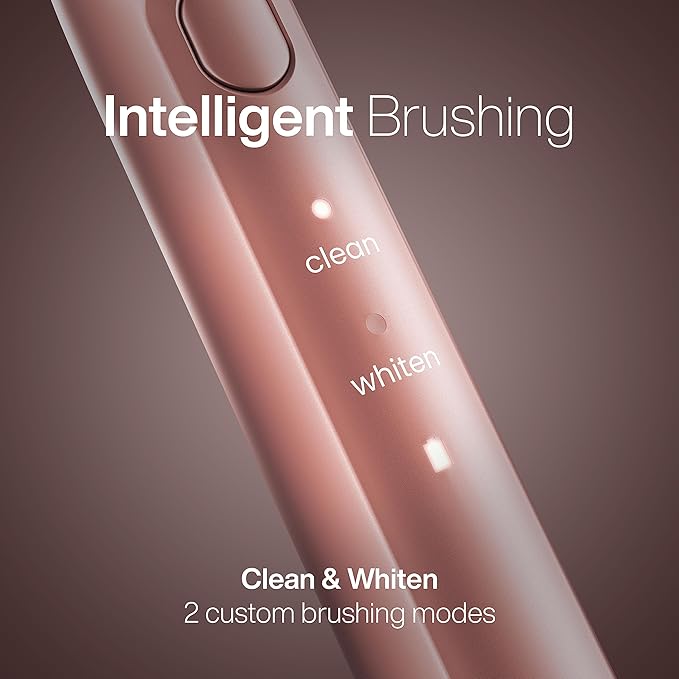 Accepted Rechargeable Toothbrush | Magnetic Holder & Slim Travel Case | 2 Brushing Modes & Smart Timers | Gentle Micro-Vibrations (Blush)
