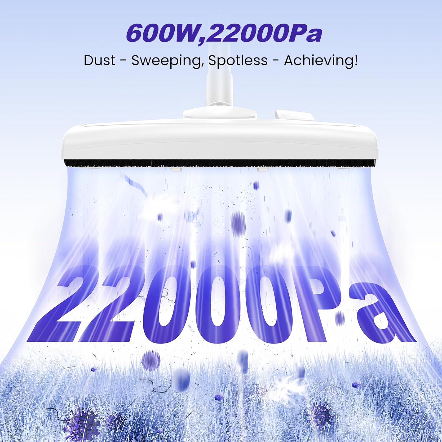 Corded Electric Vacuum Cleaner H01,600W 22KPA Full-Size Stick Cleaner with 800ML Dual-Layer Cyclone Dust Cup,HEPAFiltration,Lightweight&Low Noise for HardFloor,Pet,Carpets