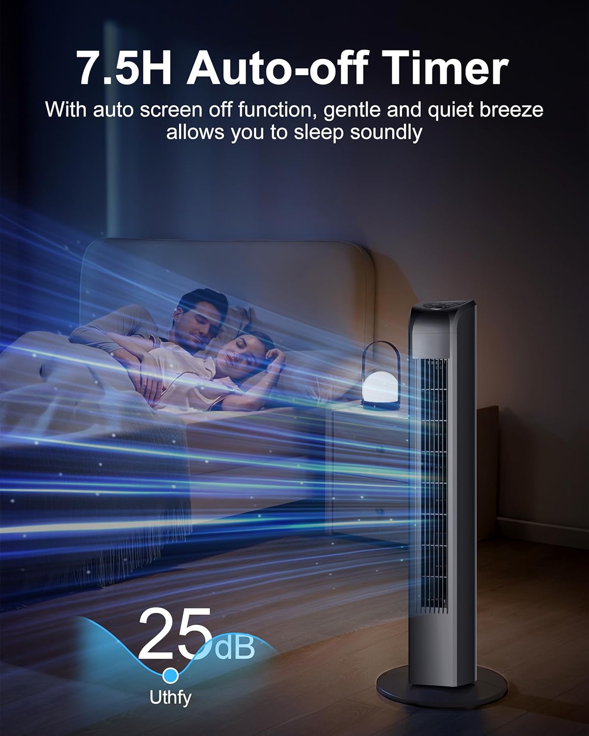 Oscillating Tower Fan with Remote, Electric Standing Floor Fan for Bedroom Indoor Office and Home Use,Quiet Cooling Portable Bladeless Tower Fans, 30 inchs, Black